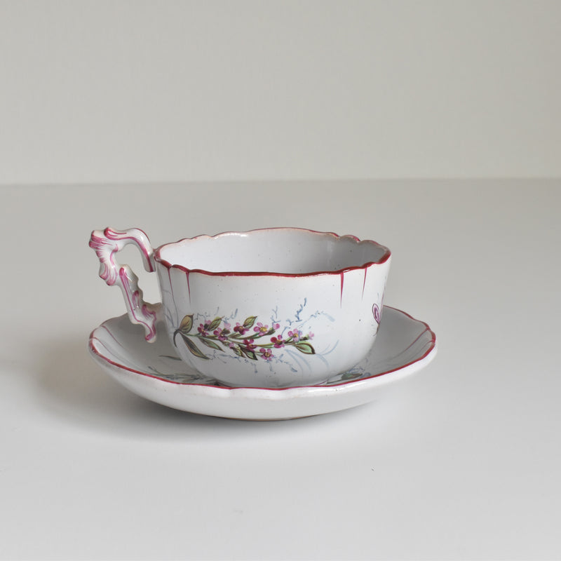 Antique Cup & Saucer St. Clement Emile Gallé Libellule A
