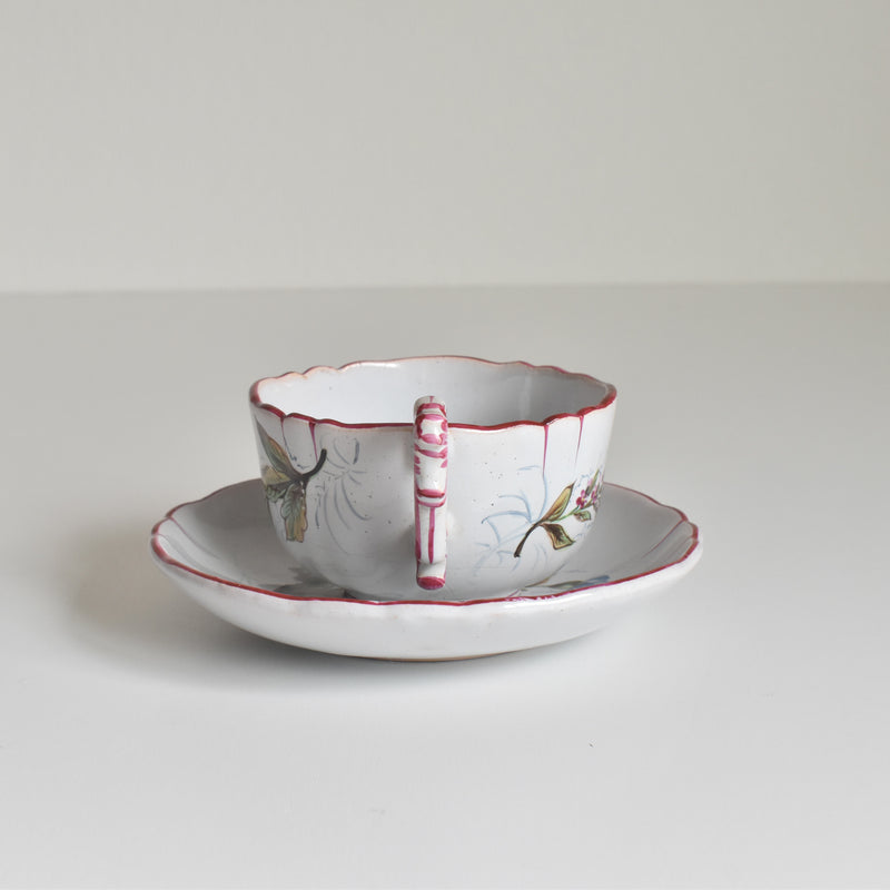 Antique Cup & Saucer St. Clement Emile Gallé Libellule A