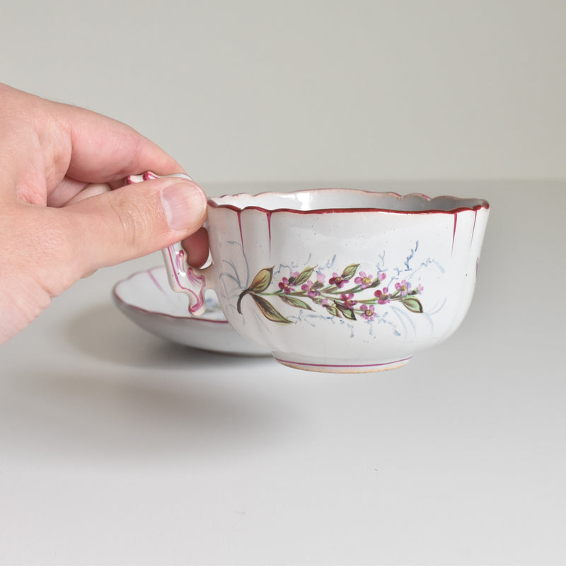 Antique Cup & Saucer St. Clement Emile Gallé Libellule A