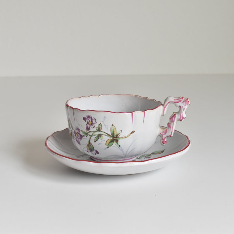 Antique cup & saucer St. Clément Émile Gallé Libellule C