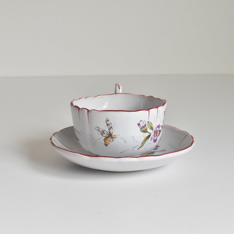 Antique cup & saucer St. Clément Émile Gallé Libellule C