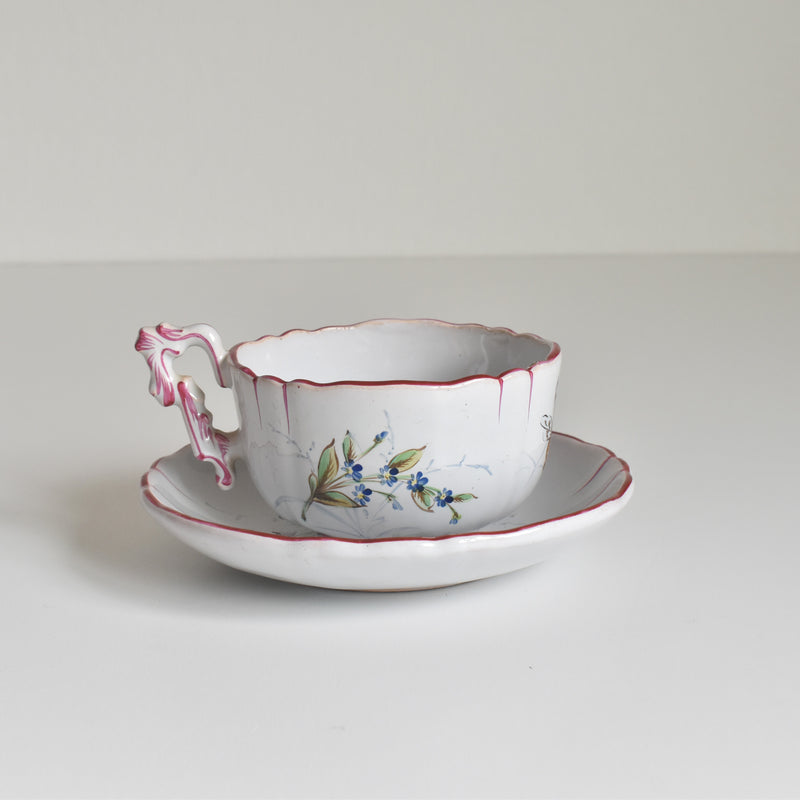Antique cup & saucer St. Clément Émile Gallé Libellule C