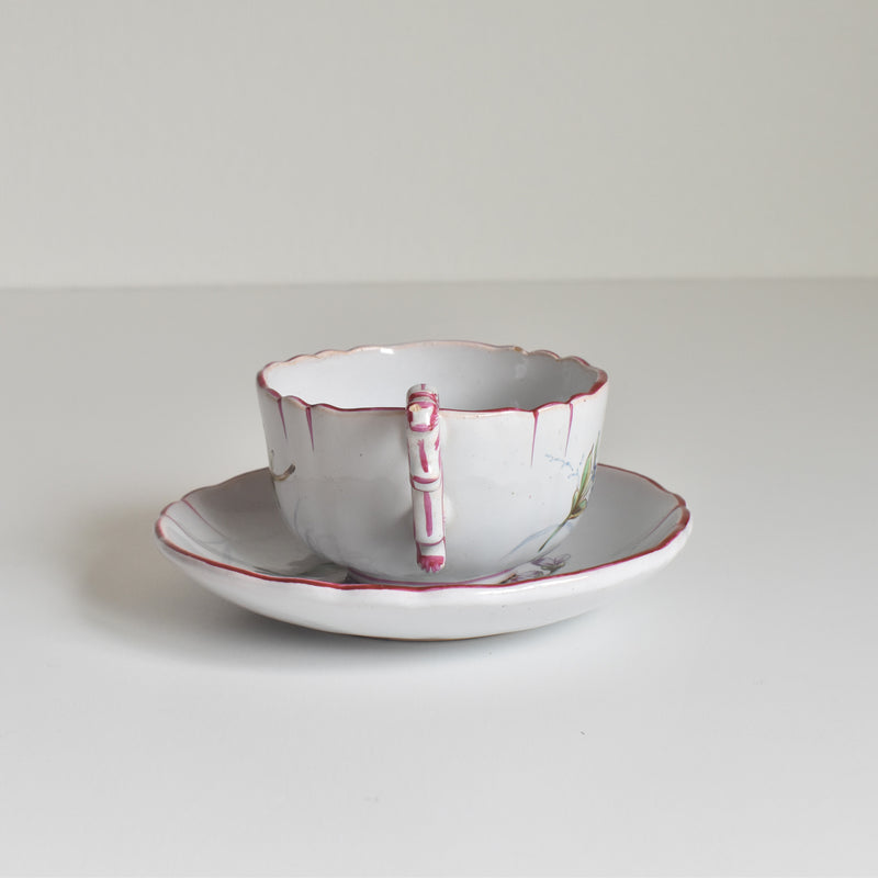 Antique cup & saucer St. Clément Émile Gallé Libellule C
