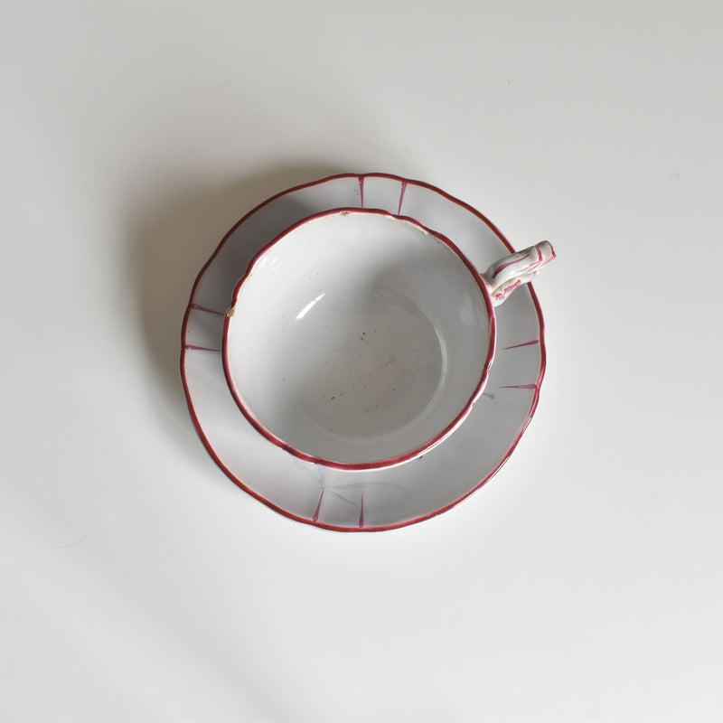 Antique cup & saucer St. Clément Émile Gallé Libellule C