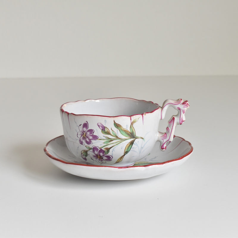 Antique Cup & Saucer St. Clement Emile Gallé Libellule (Dragonfly) D