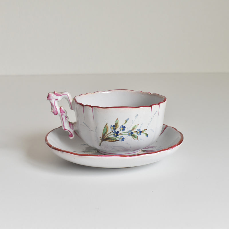 Antique Cup & Saucer St. Clement Emile Gallé Libellule (Dragonfly) D