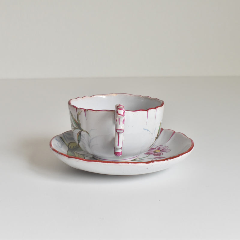Antique Cup & Saucer St. Clement Emile Gallé Libellule (Dragonfly) D