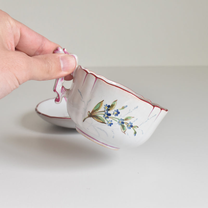 Antique Cup & Saucer St. Clement Emile Gallé Libellule (Dragonfly) D