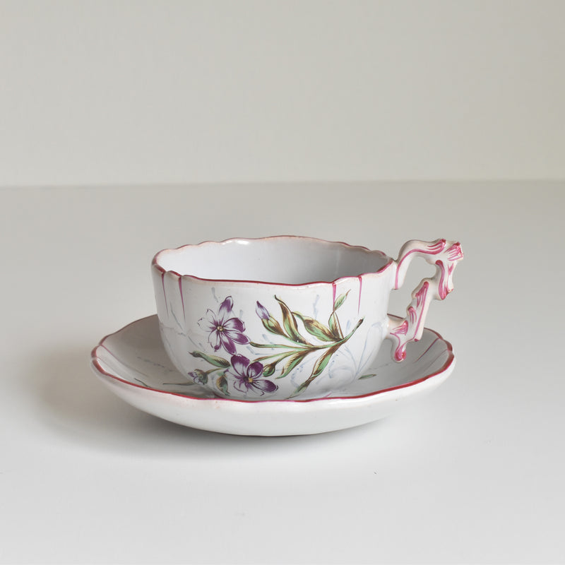 Antique cup & saucer St. Clément Emile Gallé Libellule E