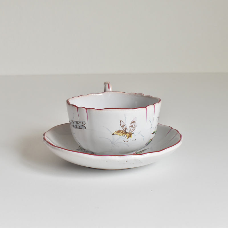 Antique cup & saucer St. Clément Emile Gallé Libellule E
