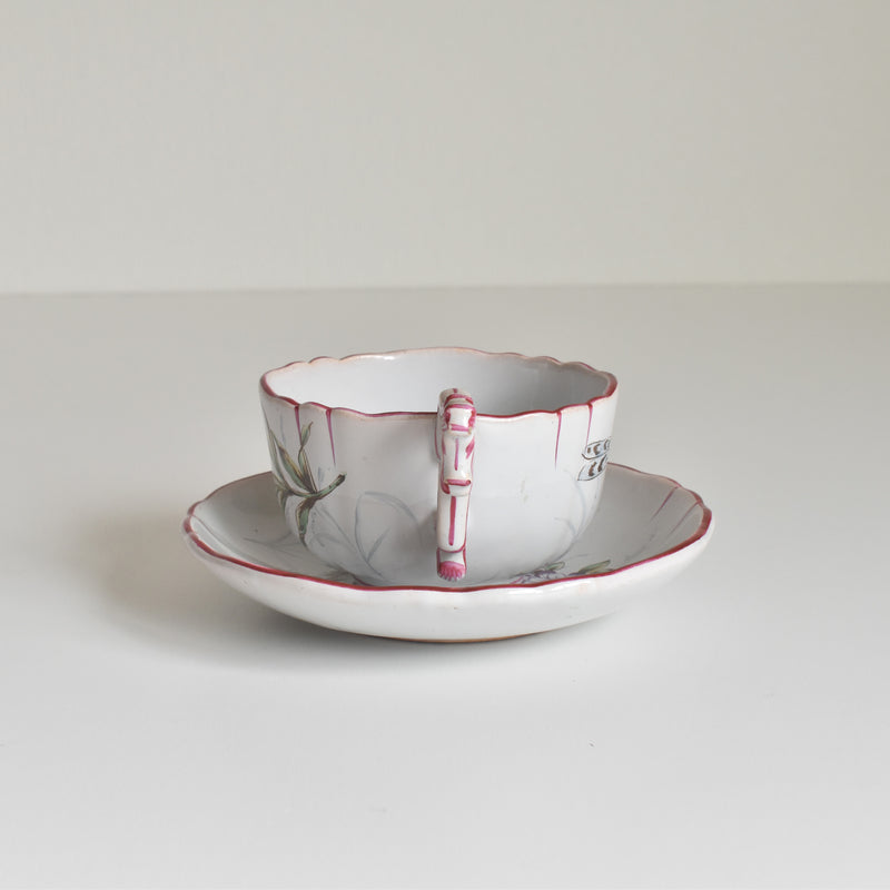 Antique cup & saucer St. Clément Emile Gallé Libellule E