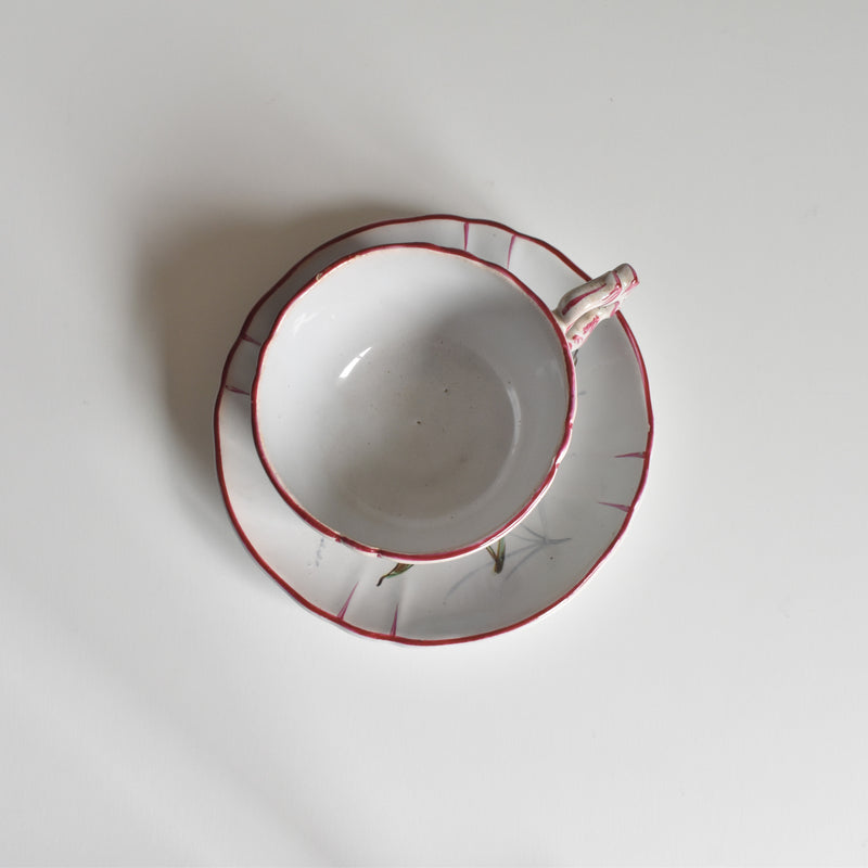 Antique cup & saucer St. Clément Emile Gallé Libellule E