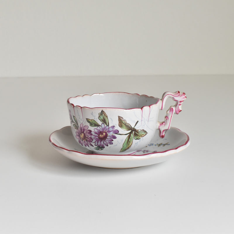 Antique Cup & Saucer St. Clement Emile Gallé Libellule F
