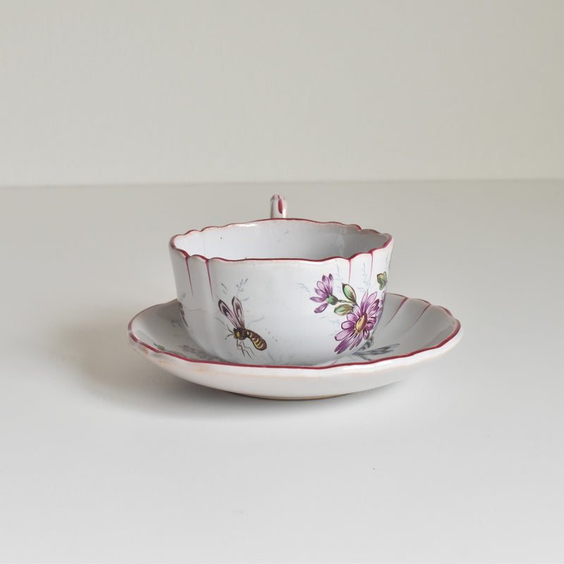 Antique Cup & Saucer St. Clement Emile Gallé Libellule F