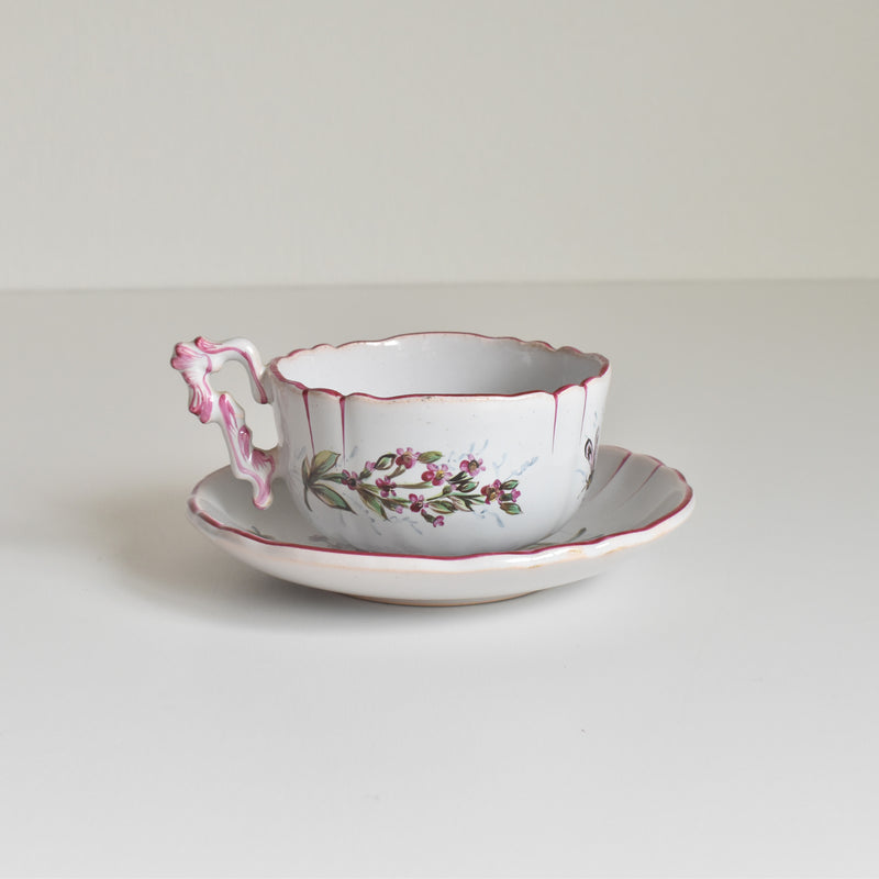 Antique Cup & Saucer St. Clement Emile Gallé Libellule F