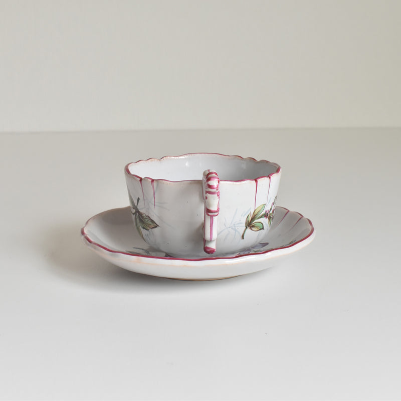 Antique Cup & Saucer St. Clement Emile Gallé Libellule F