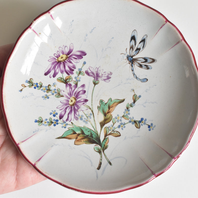 Antique saucer St. Clement Emile Galle Libellule (Dragonfly) E