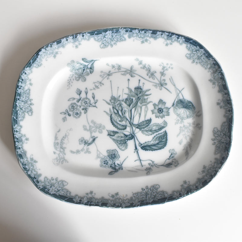 アンティーク 長方形大皿と水切りプレート イギリス窯 N92 39.5cm