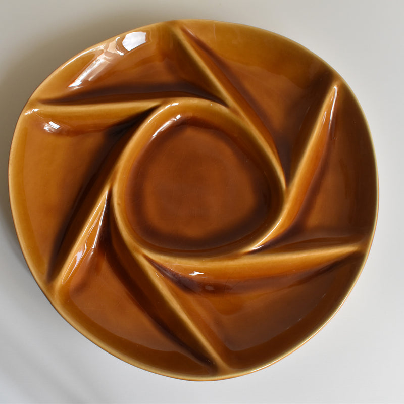 Vintage Fondue Plate, Longchamp, Brown C