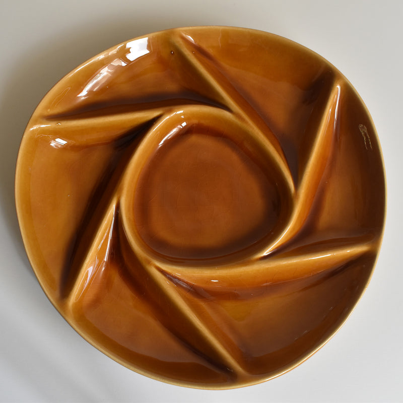Vintage Fondue Plate Longchamp Brown D