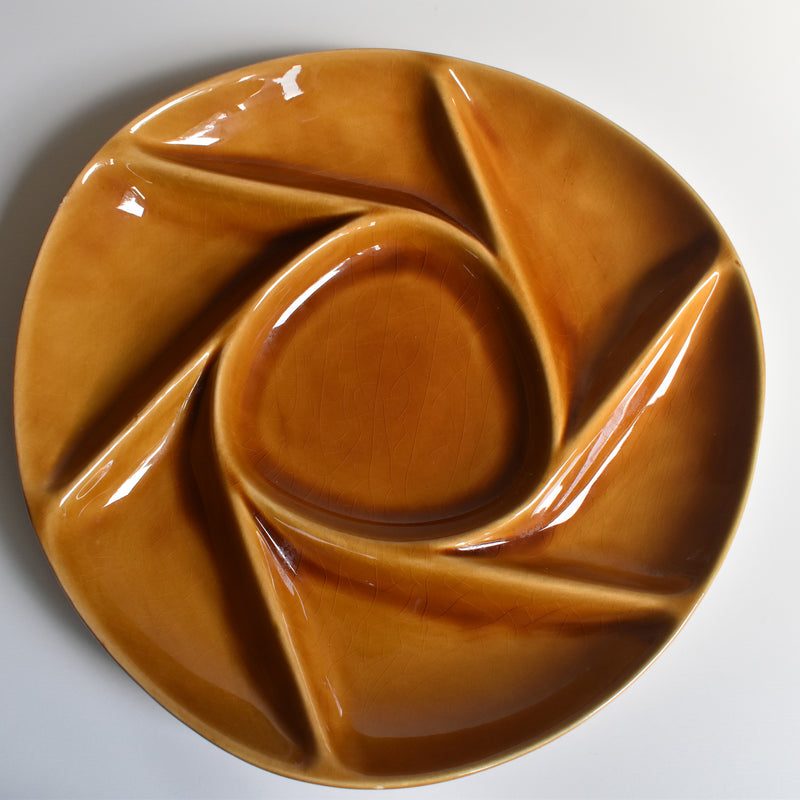 ヴィンテージフォンデュプレート ロンシャン ブラウン F