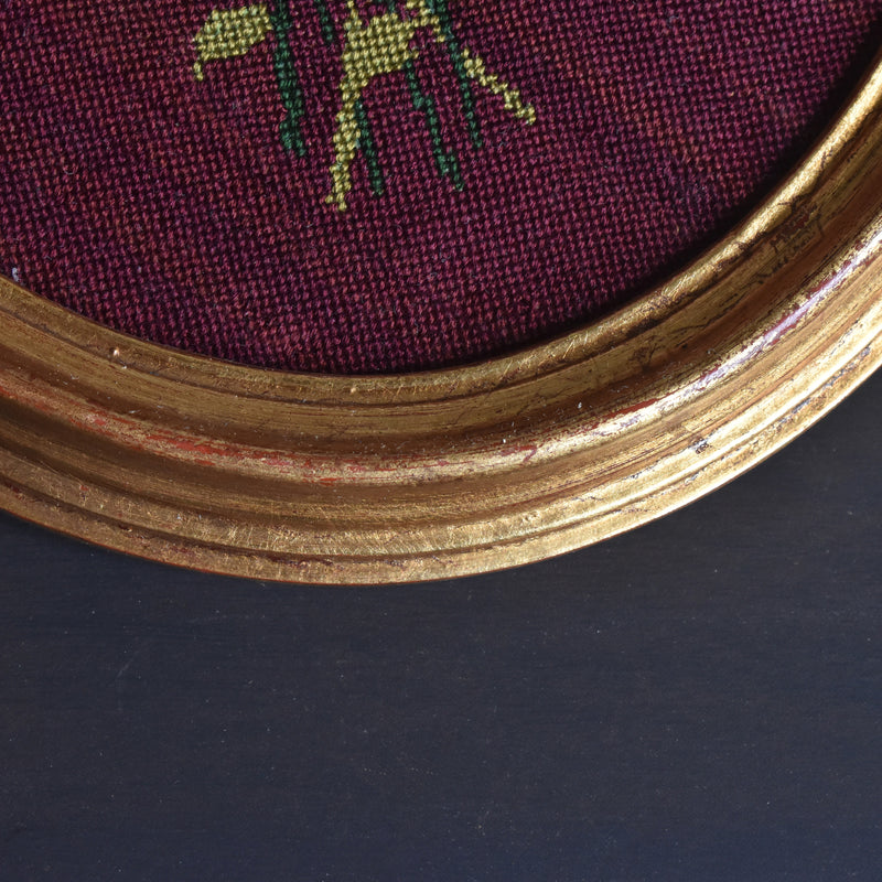 Vintage Oval Frame with Cross-Stitch (Bouquet)