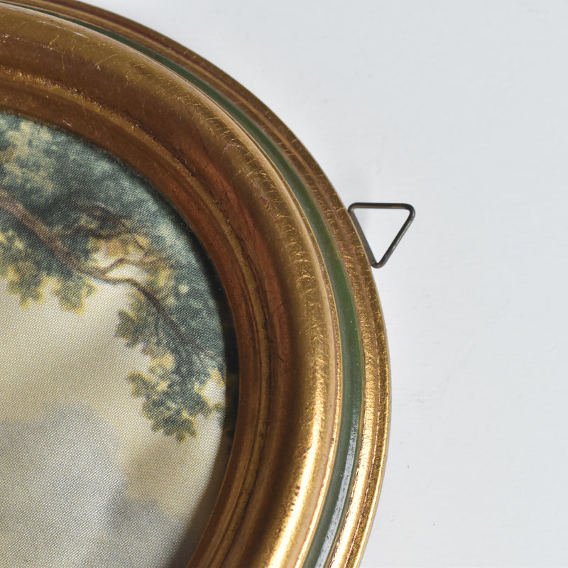 Vintage Oval Frame with Silk Painting A