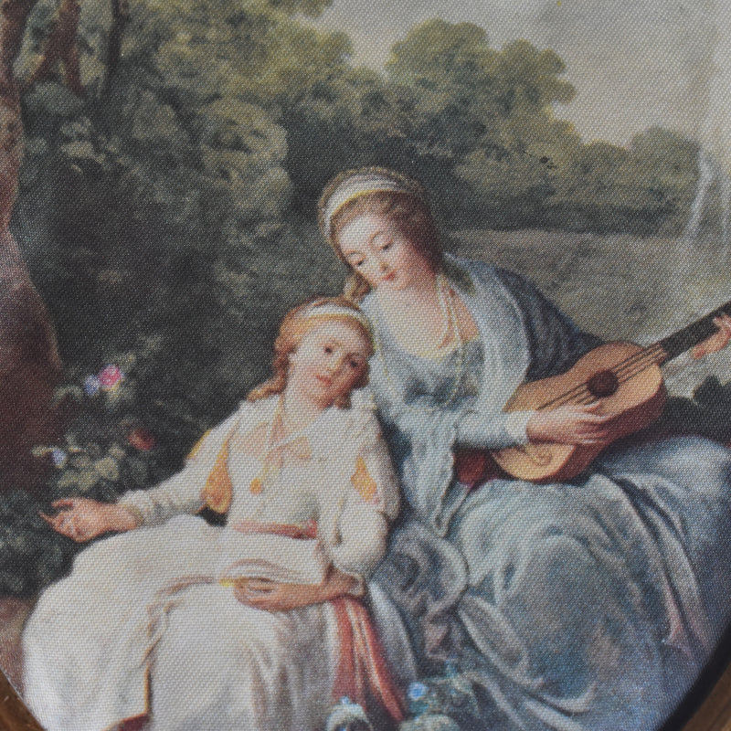 Vintage Oval Frame with Silk Painting A