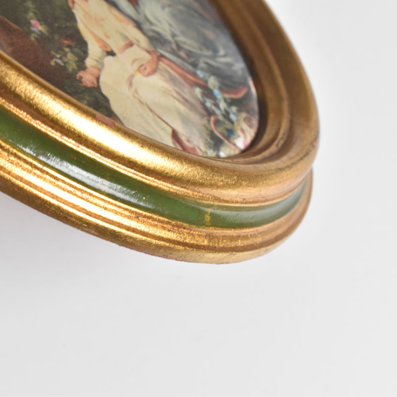 Vintage Oval Frame with Silk Painting A
