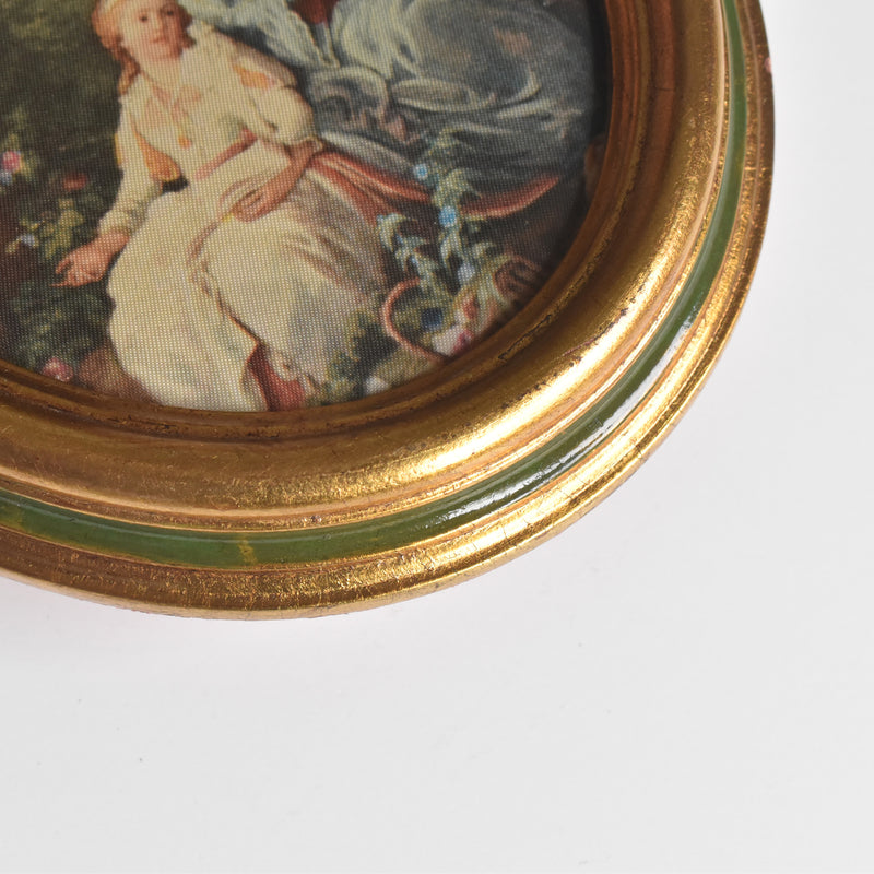 Vintage Oval Frame with Silk Painting A
