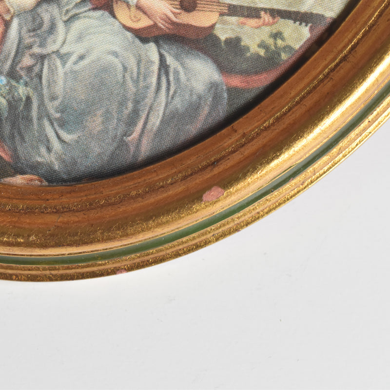 Vintage Oval Frame with Silk Painting A