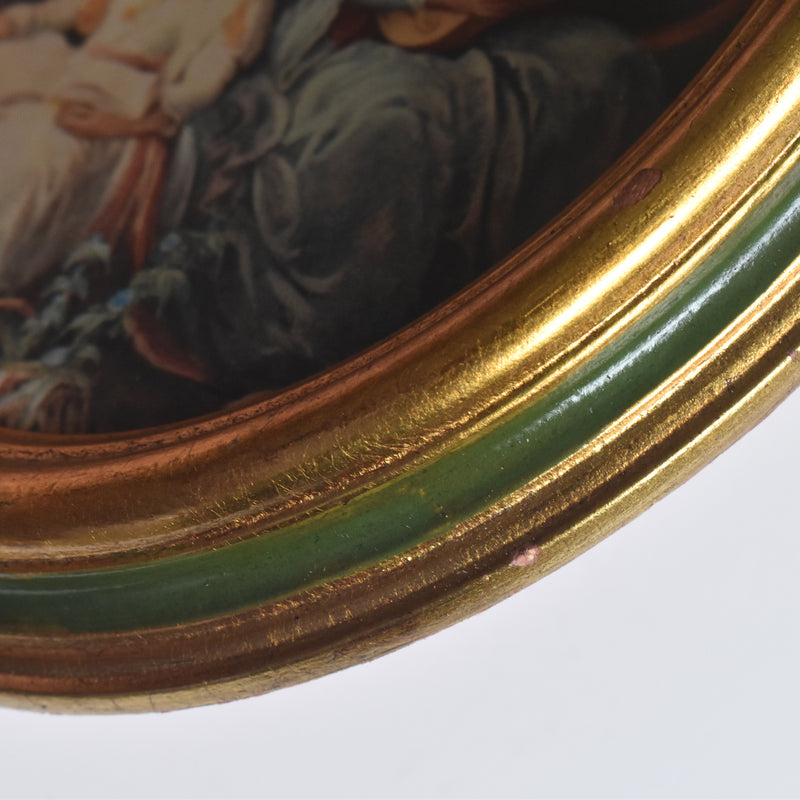 Vintage Oval Frame with Silk Painting A