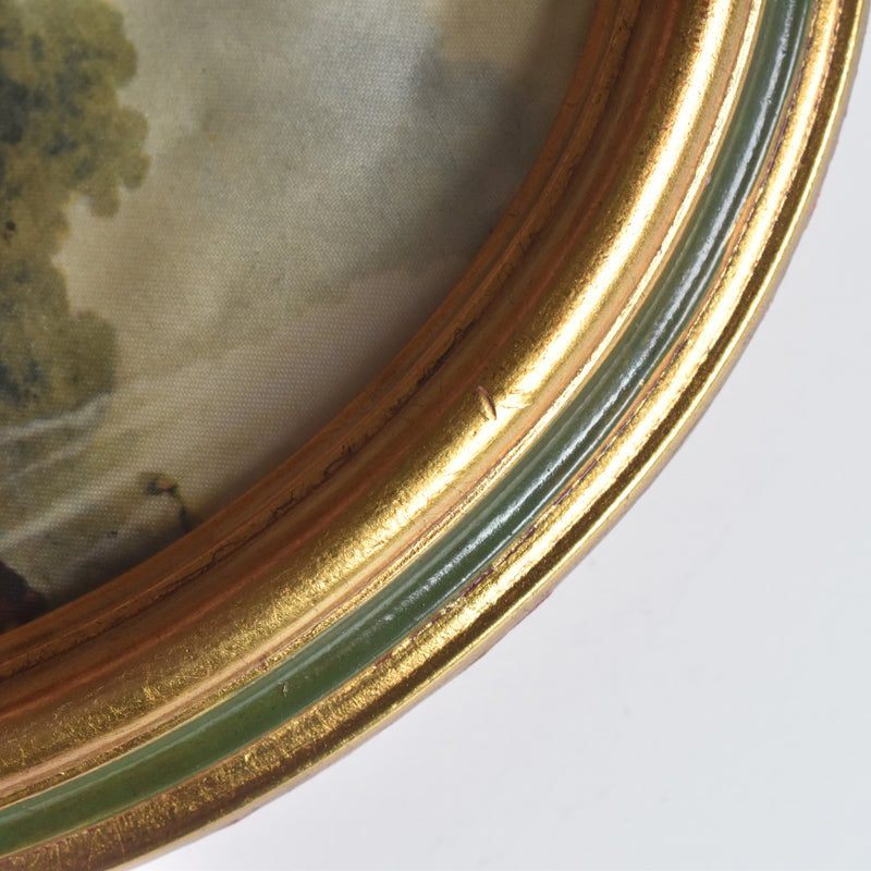 Vintage Oval Frame with Silk Painting A
