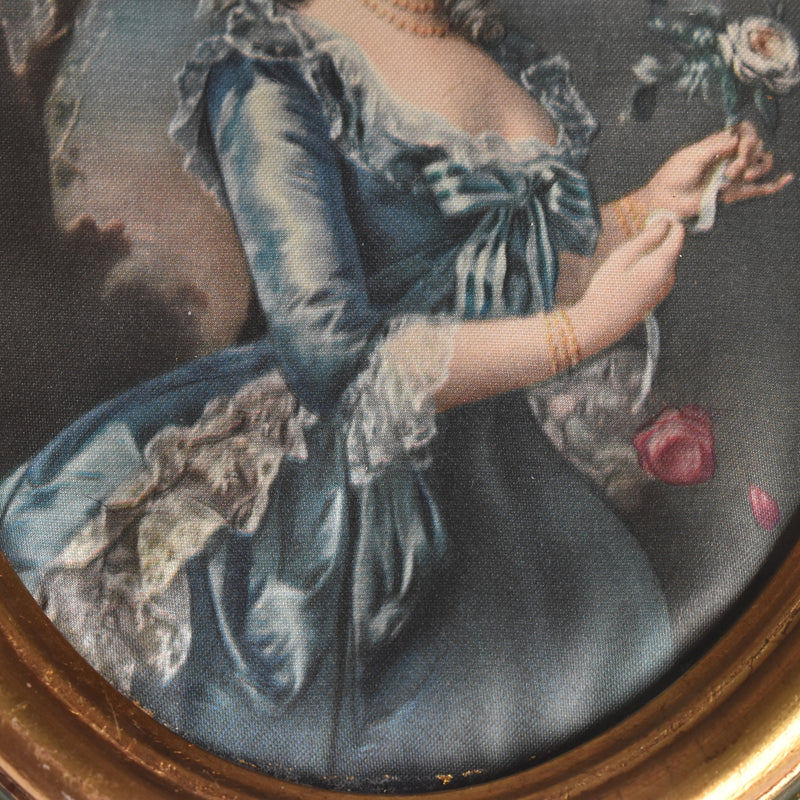 Vintage Oval Frame with Silk Painting B