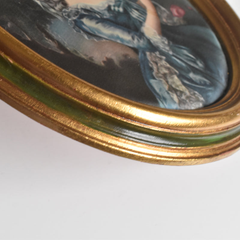 Vintage Oval Frame with Silk Painting B