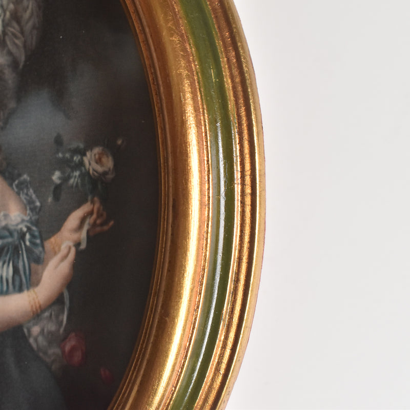 Vintage Oval Frame with Silk Painting B