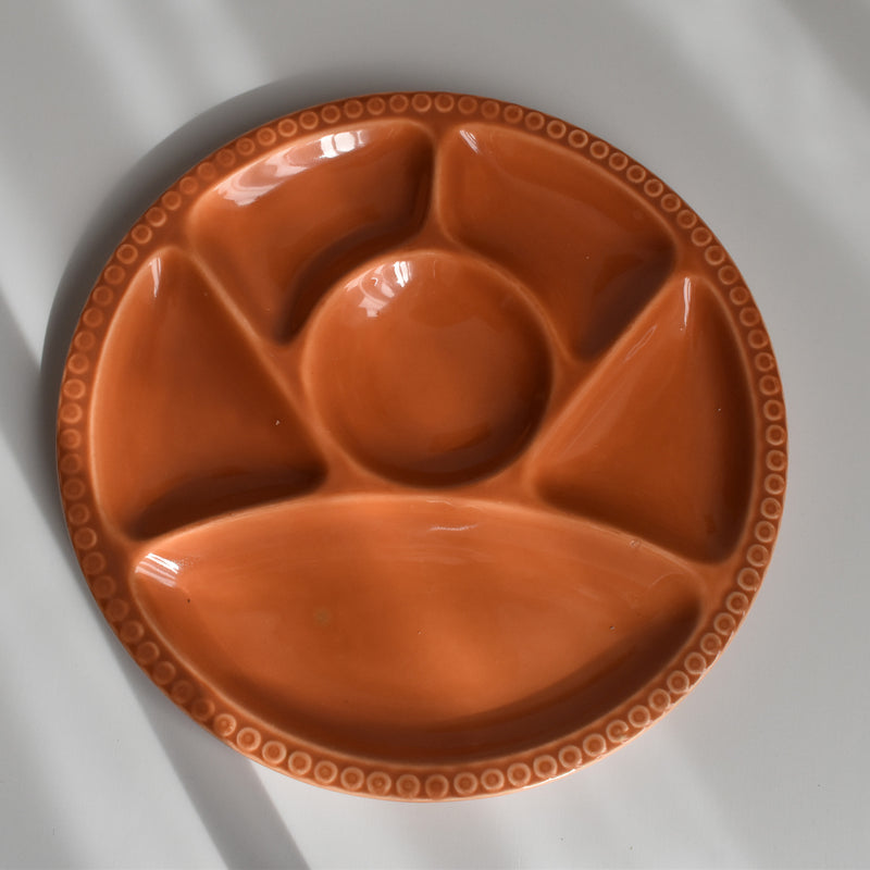 Vintage Fondue Plate Gien Terracotta