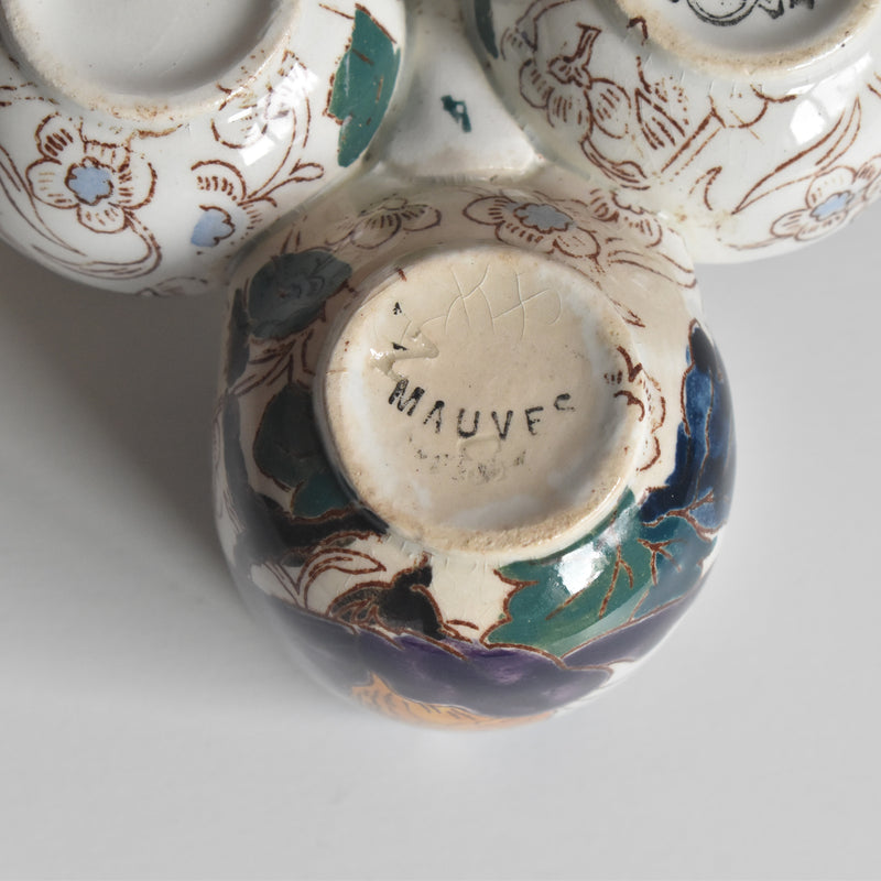 Antique Mustard Pot and Salt Cellar, Gien Mauves