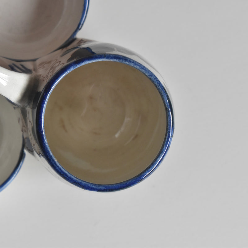 Antique Mustard Pot and Salt Cellar, Gien Mauves
