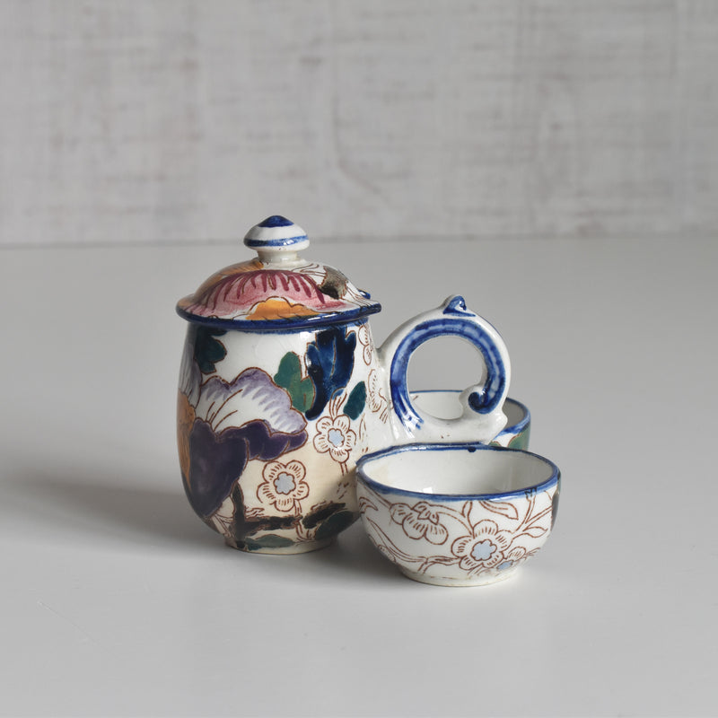 Antique Mustard Pot and Salt Cellar, Gien Mauves