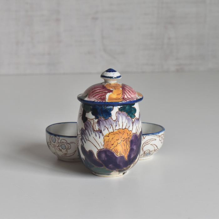 フランスアンティーク ジアン窯 ムタルディエ マスタードポット アンティークマスタード＆塩入れ ジアン Mauves（モーヴ