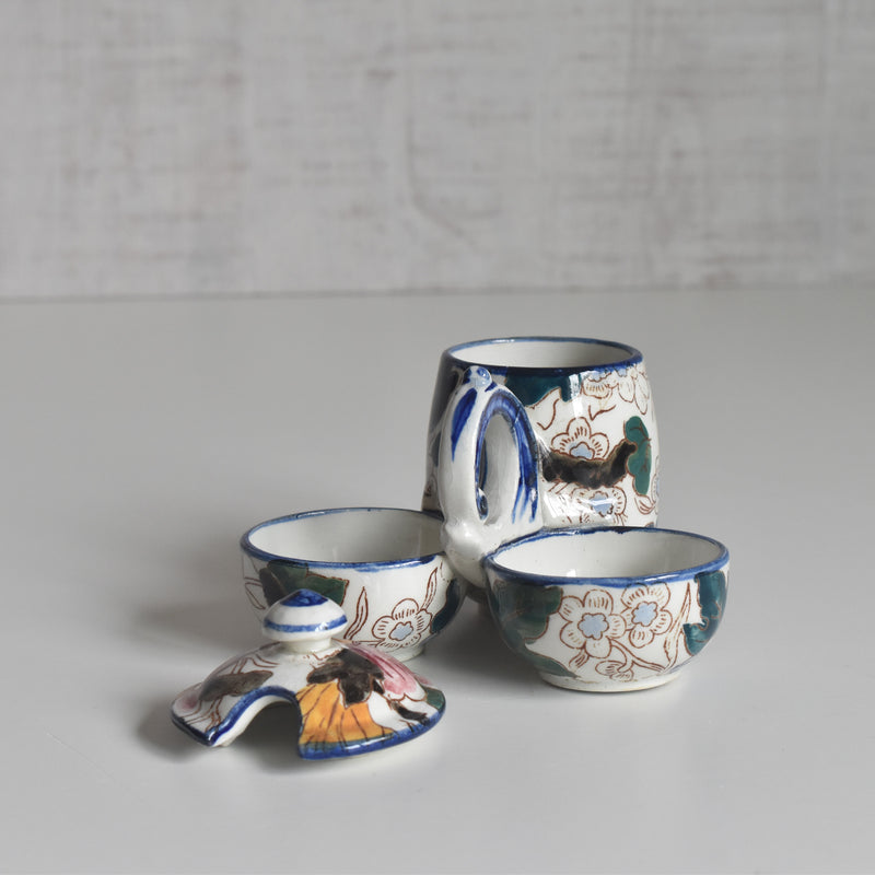 Antique Mustard Pot and Salt Cellar, Gien Mauves