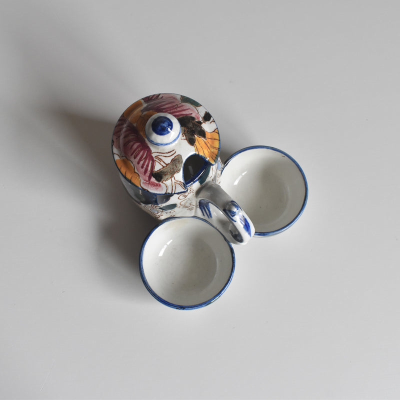 Antique Mustard Pot and Salt Cellar, Gien Mauves