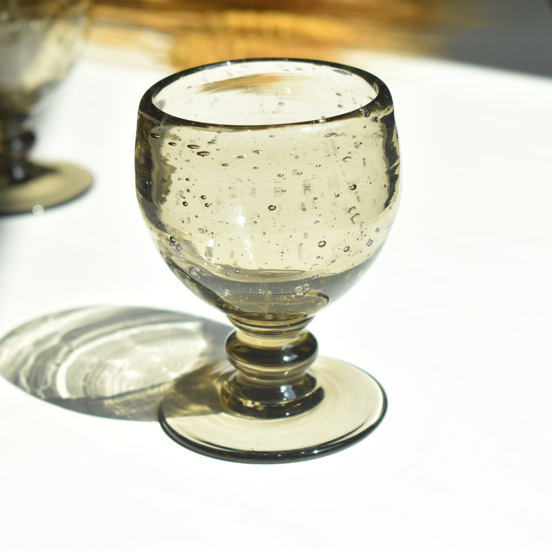 ヴィンテージ脚付きグラス　Biot グレー