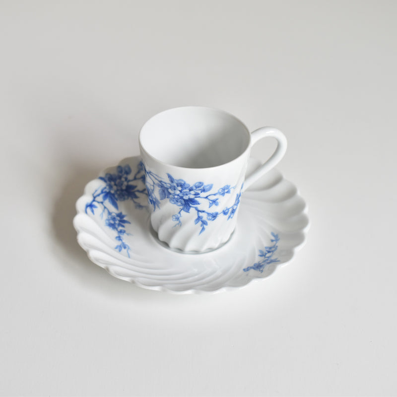 Vintage Coffee Cup & Saucer Limoges Haviland Cerisier Bleu A
