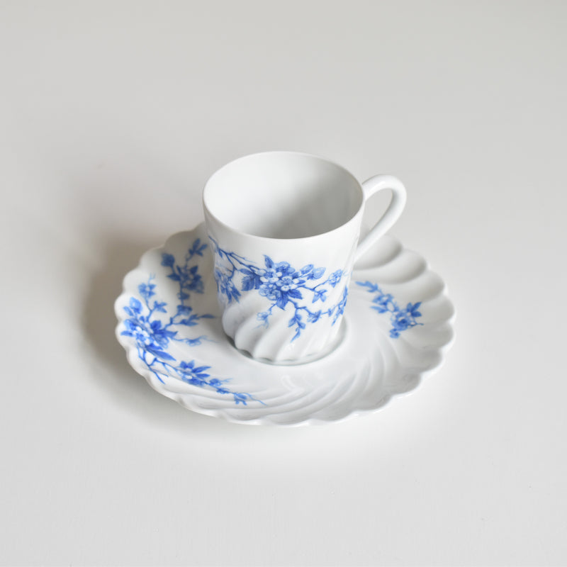 Vintage Coffee Cup & Saucer Limoges Haviland Cerisier Bleu B