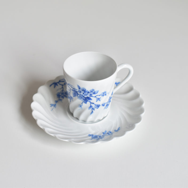 Vintage Coffee Cup & Saucer Limoges Haviland Cerisier Bleu C