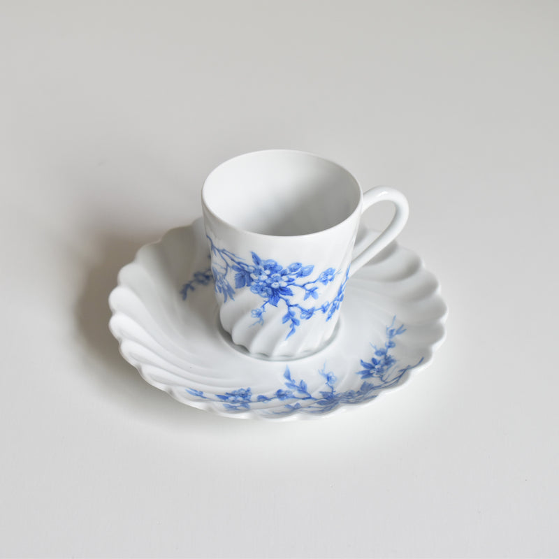 Vintage Coffee Cup & Saucer Limoges Haviland Cerisier Bleu D