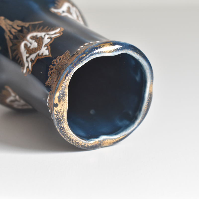 Antique Small Flower Vase, KG Lunéville, Blue