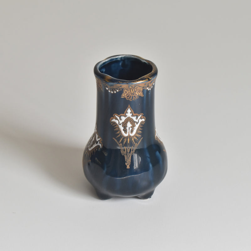 Antique Small Flower Vase, KG Lunéville, Blue